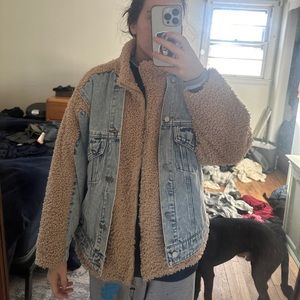 BLANKNYC Bear Hug Denim Sherpa Trucker Jacket